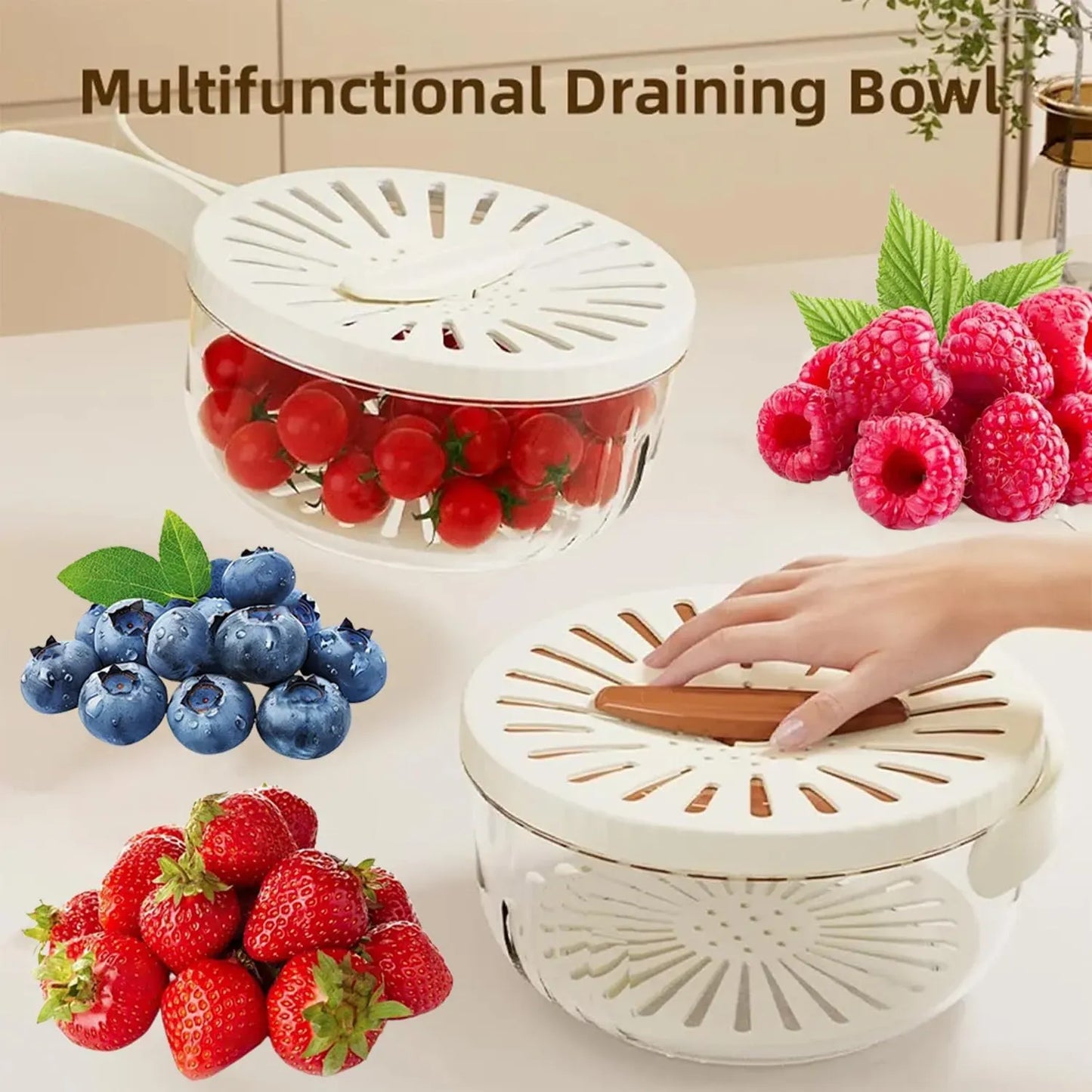 2 In 1 Multi-Functional Draining Basket With Lid
